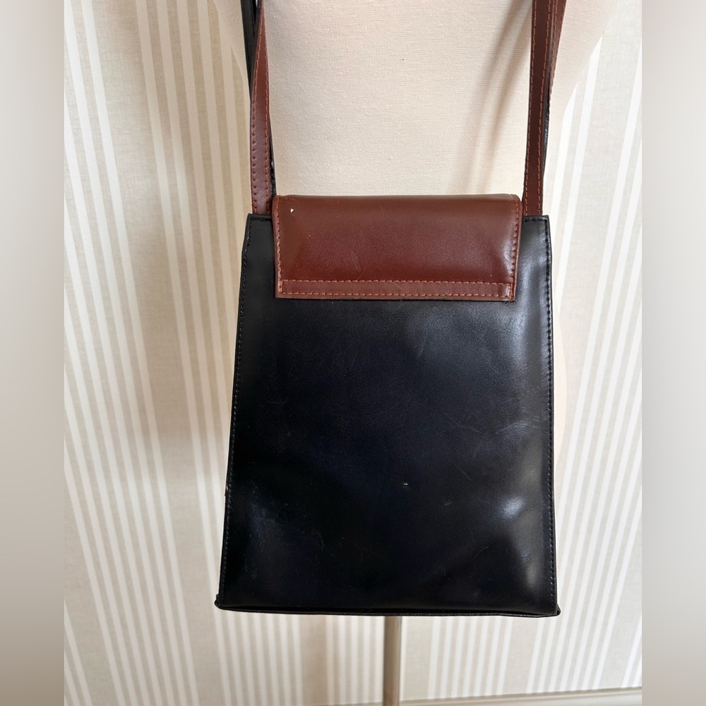 Vintage Jay Herbert Brown Black Leather Crossbody Bag Handmade in Florence Italy - Picture 11 of 14